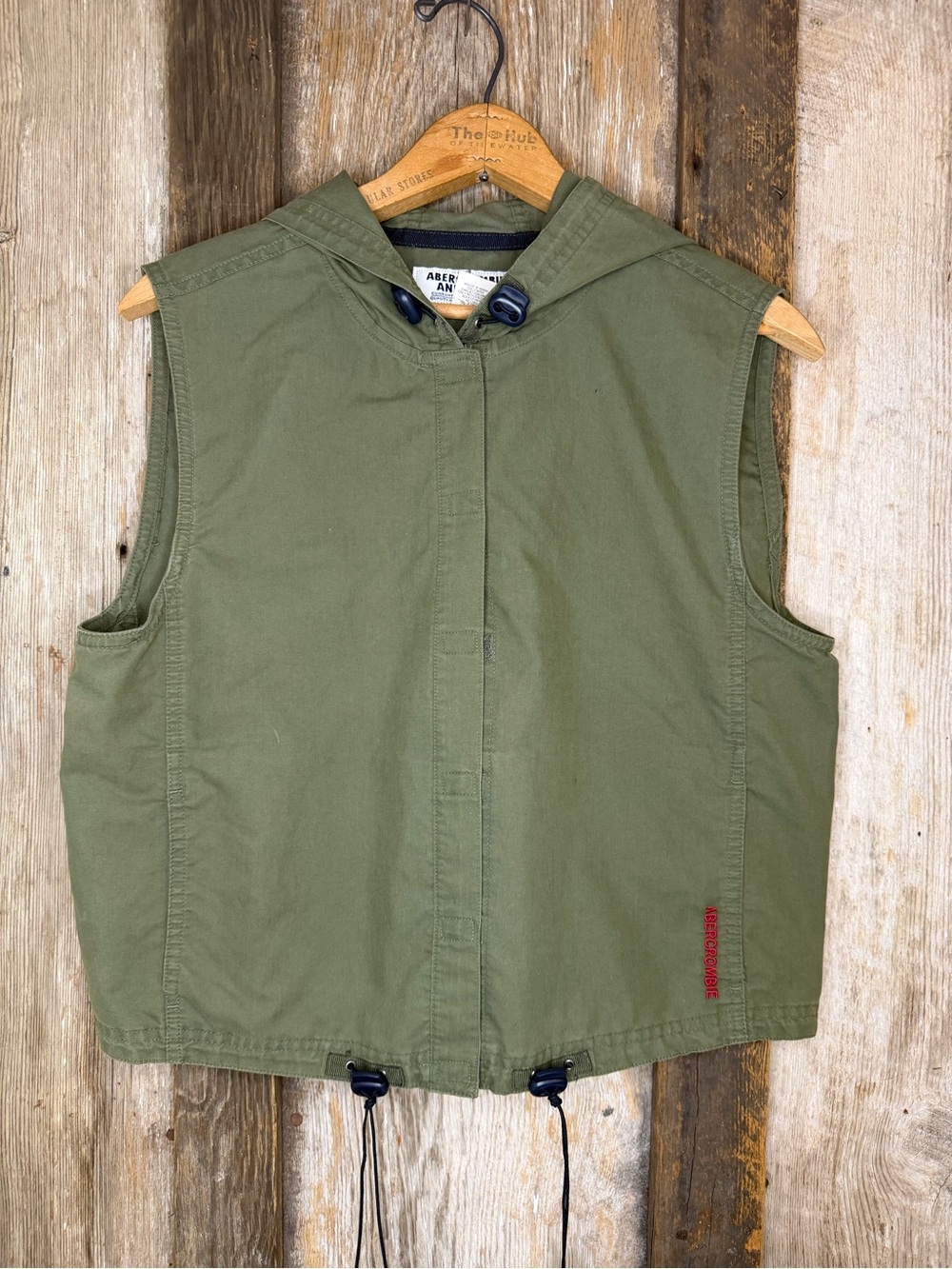 VTG 90s/Y2K Abercrombie and Fitch Olive Green Vest Gorpcore Streetwear: Large